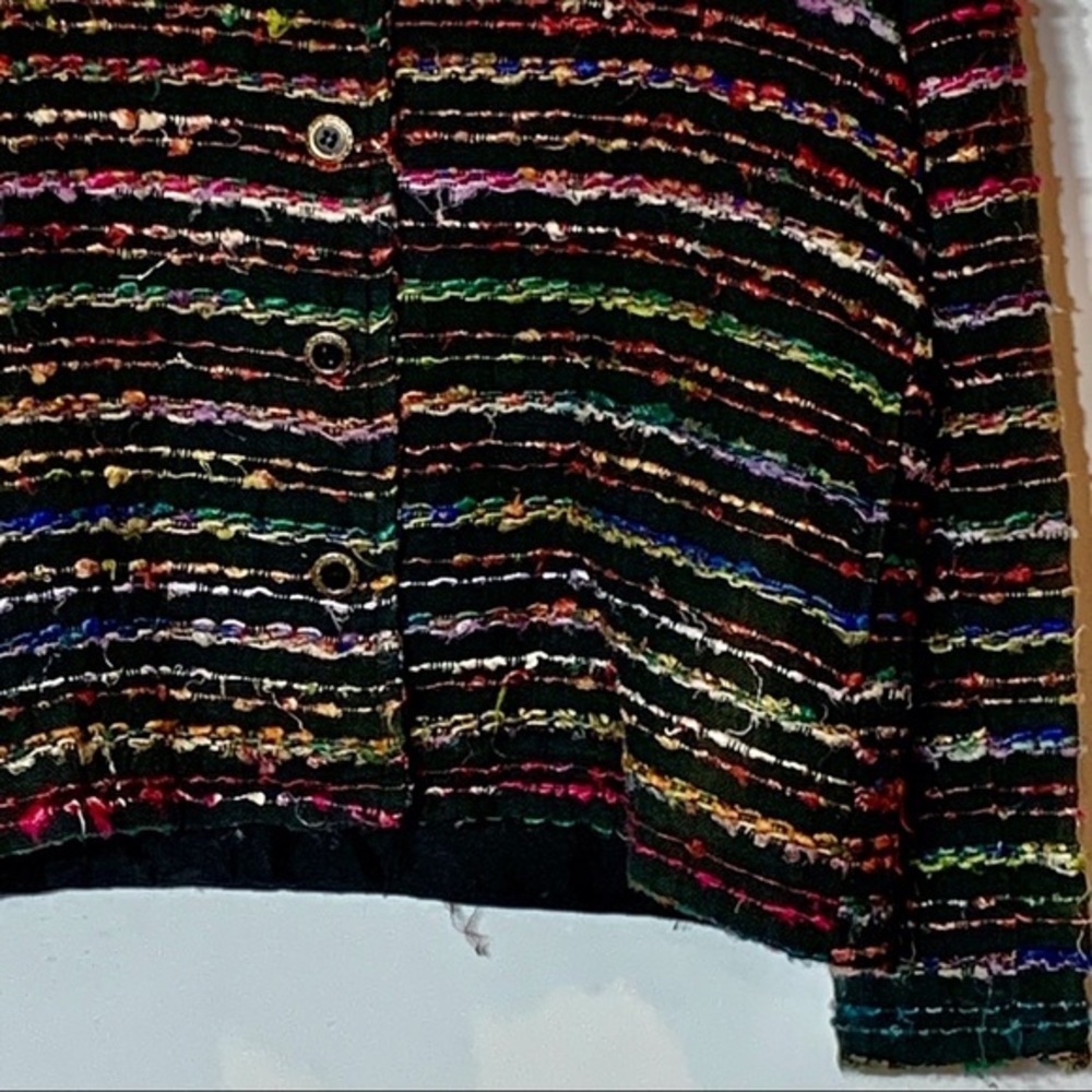 EUC Chadwicks Woven Cotton Blend Black and Multicolor Button Up Blazer Jacket - Picture 4 of 5